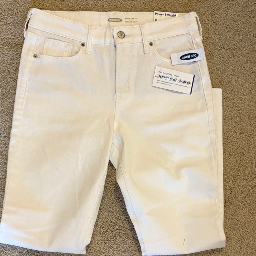Old Navy white jeans power straight sz 6